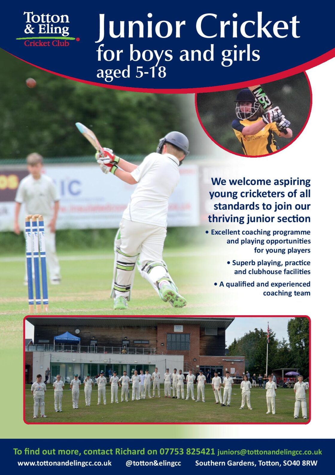 Junior cricket for boys and girls from Southampton and the New Forest.